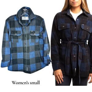 Jetty Tahoe Fleece Jacket Woman’s Small Blue Black Gray Missing Belt Super Soft